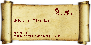 Udvari Aletta névjegykártya